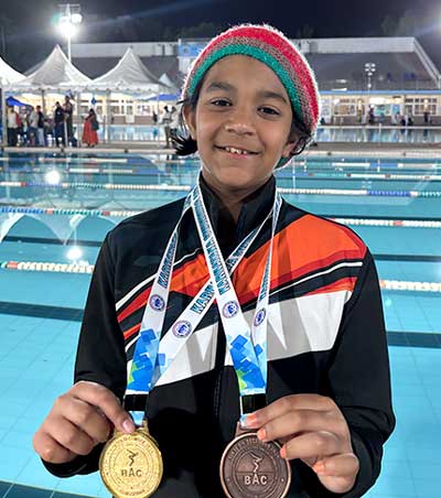 JHS student Sanvi Jain won 2 medals at the Karnataka Swimming Association